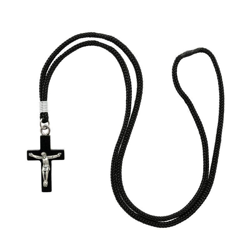 Colar Cruz de Madeira com Cristo – Preto ou Imbuia