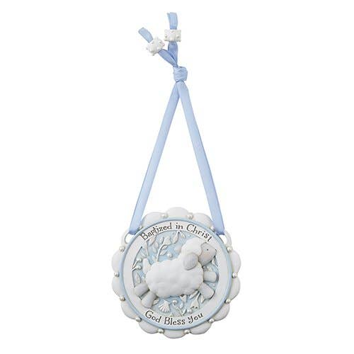 Baptism Medal for Crib - Blue