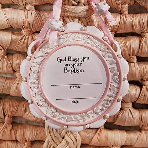 Baptism Medal for Crib - Pink