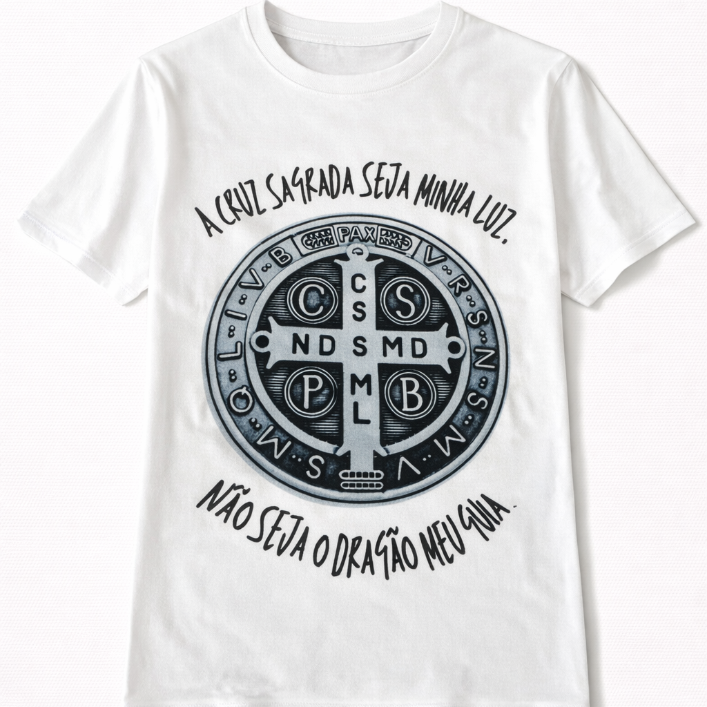Camiseta Medalha de São Bento – Proteção e Libertação (Unisex)