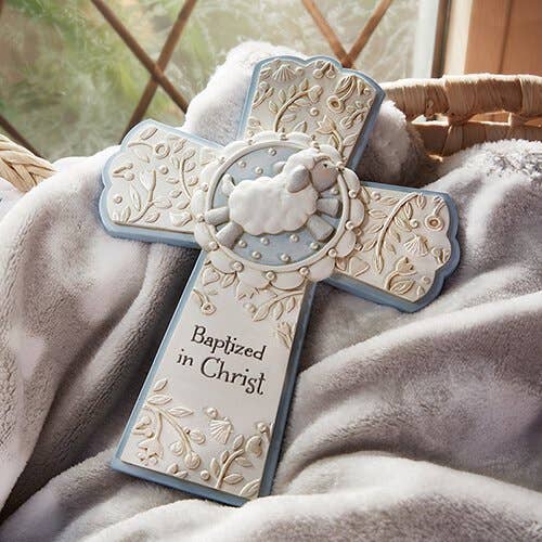 Baptism Crucifix (wall) - Blue