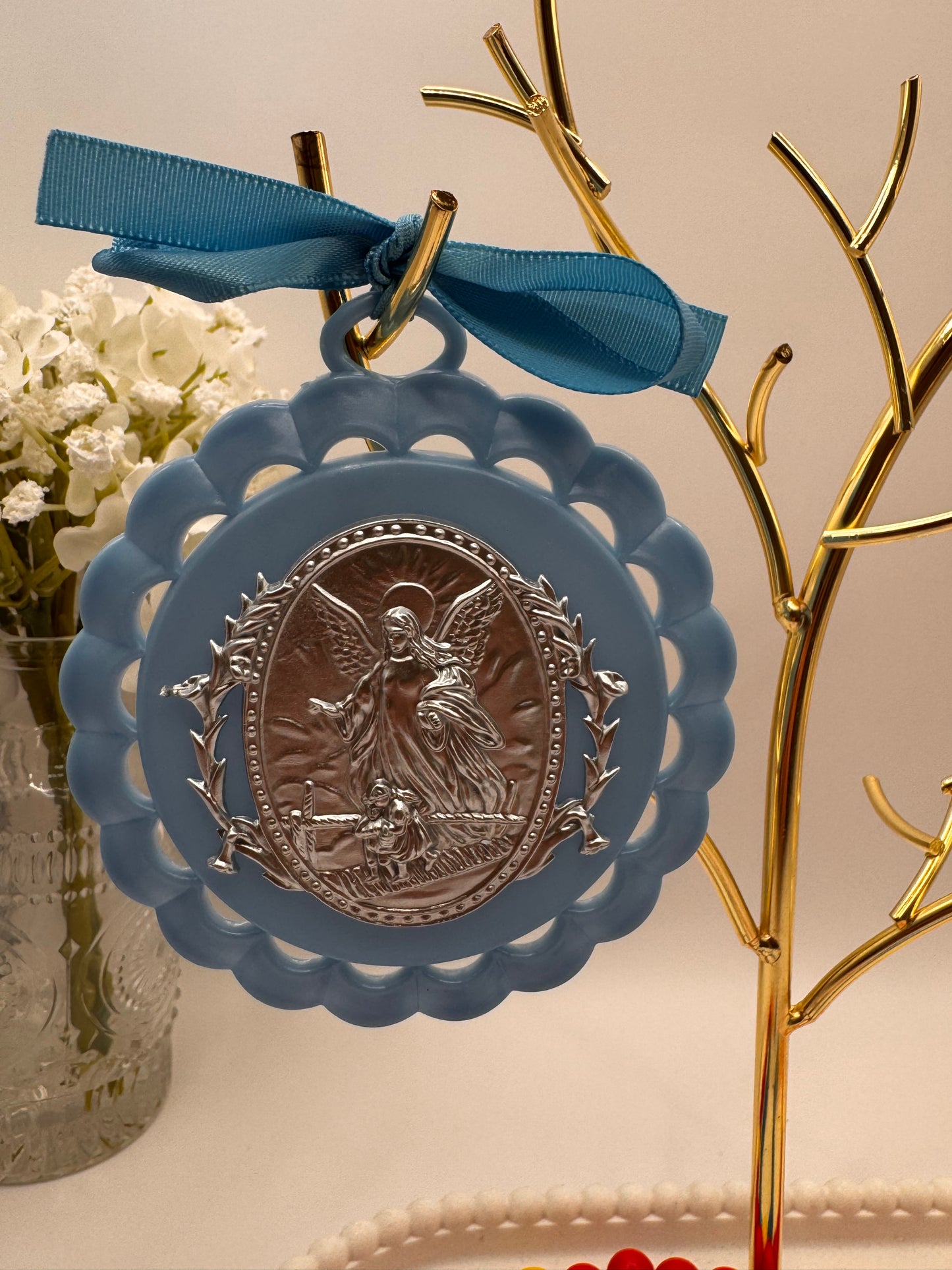 Crib Set - Medal and Rosary - Blue