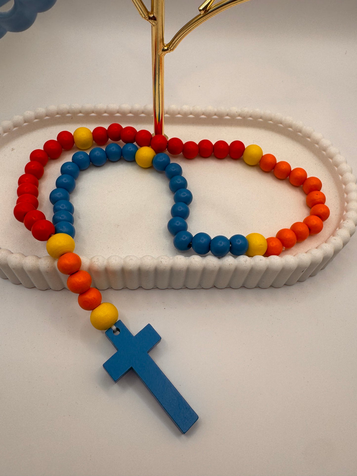 Crib Set - Medal and Rosary - Blue