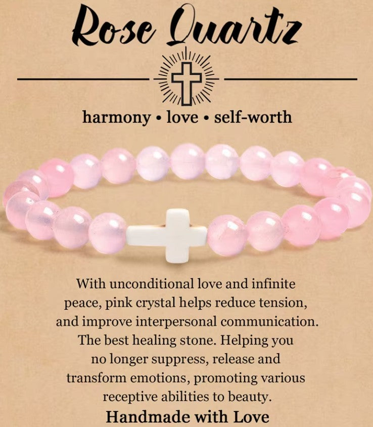 Natural Stone Crucifix Bracelet