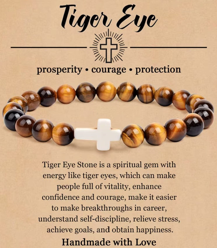 Natural Stone Crucifix Bracelet