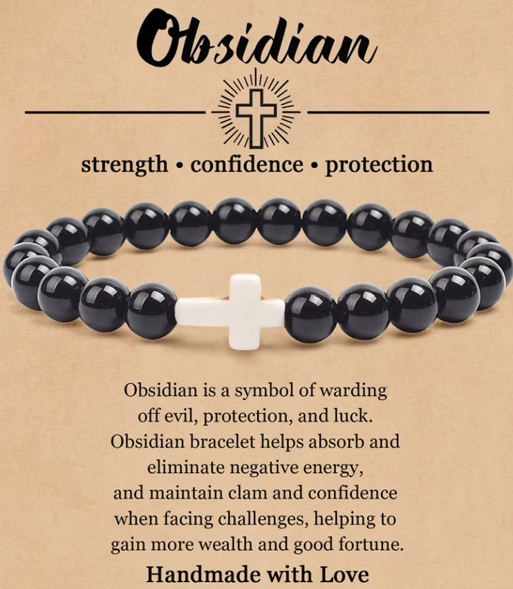 Natural Stone Crucifix Bracelet