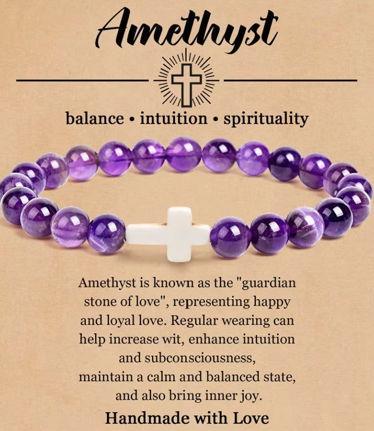 Natural Stone Crucifix Bracelet