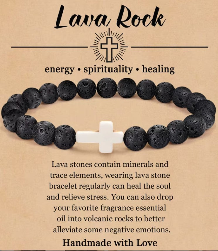 Natural Stone Crucifix Bracelet