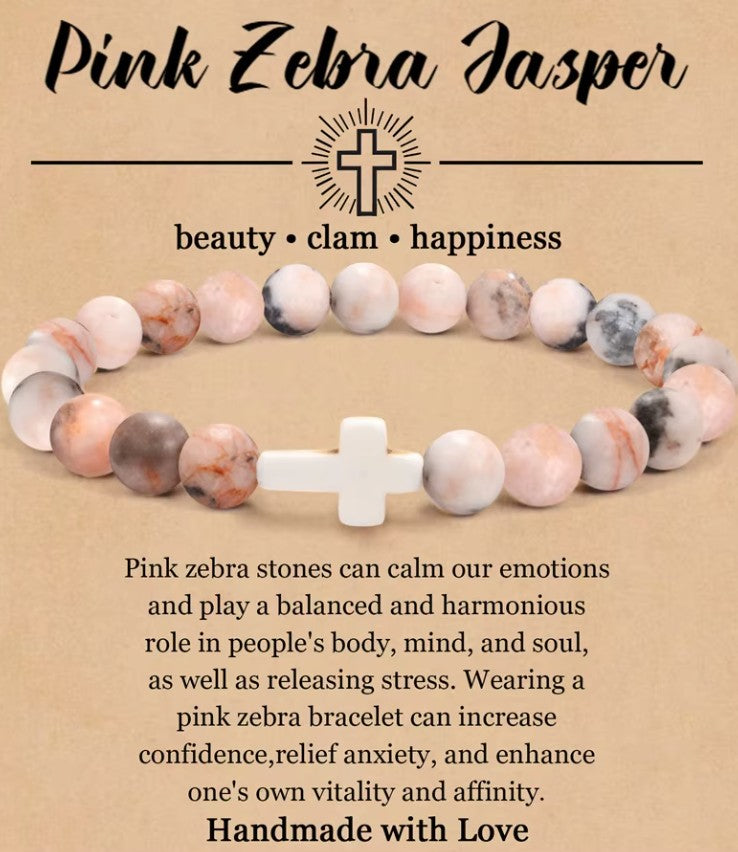 Natural Stone Crucifix Bracelet