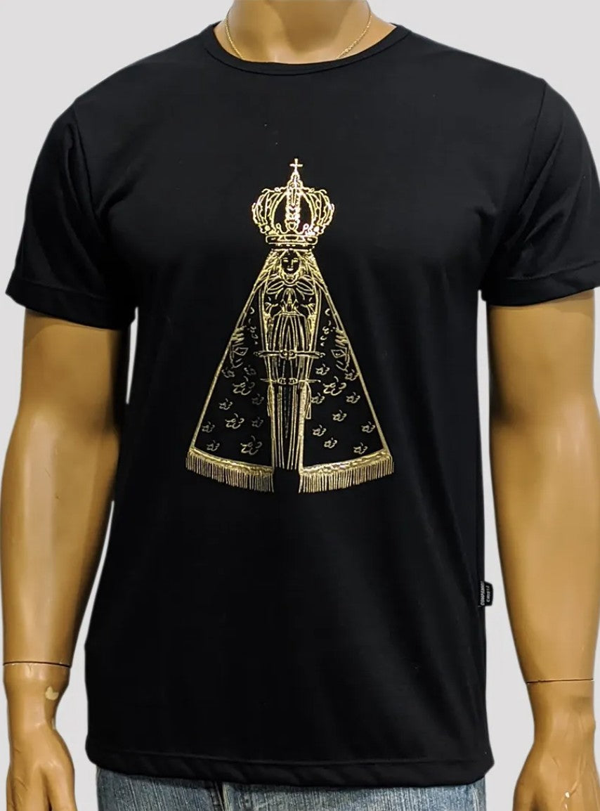 Men's T-Shirt Our Lady of Aparecida Golden Black