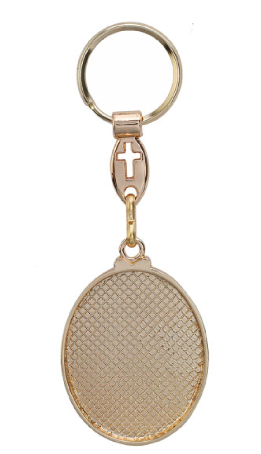 Our Lady of Aparecida Keychain in Gold with Pearl Resin