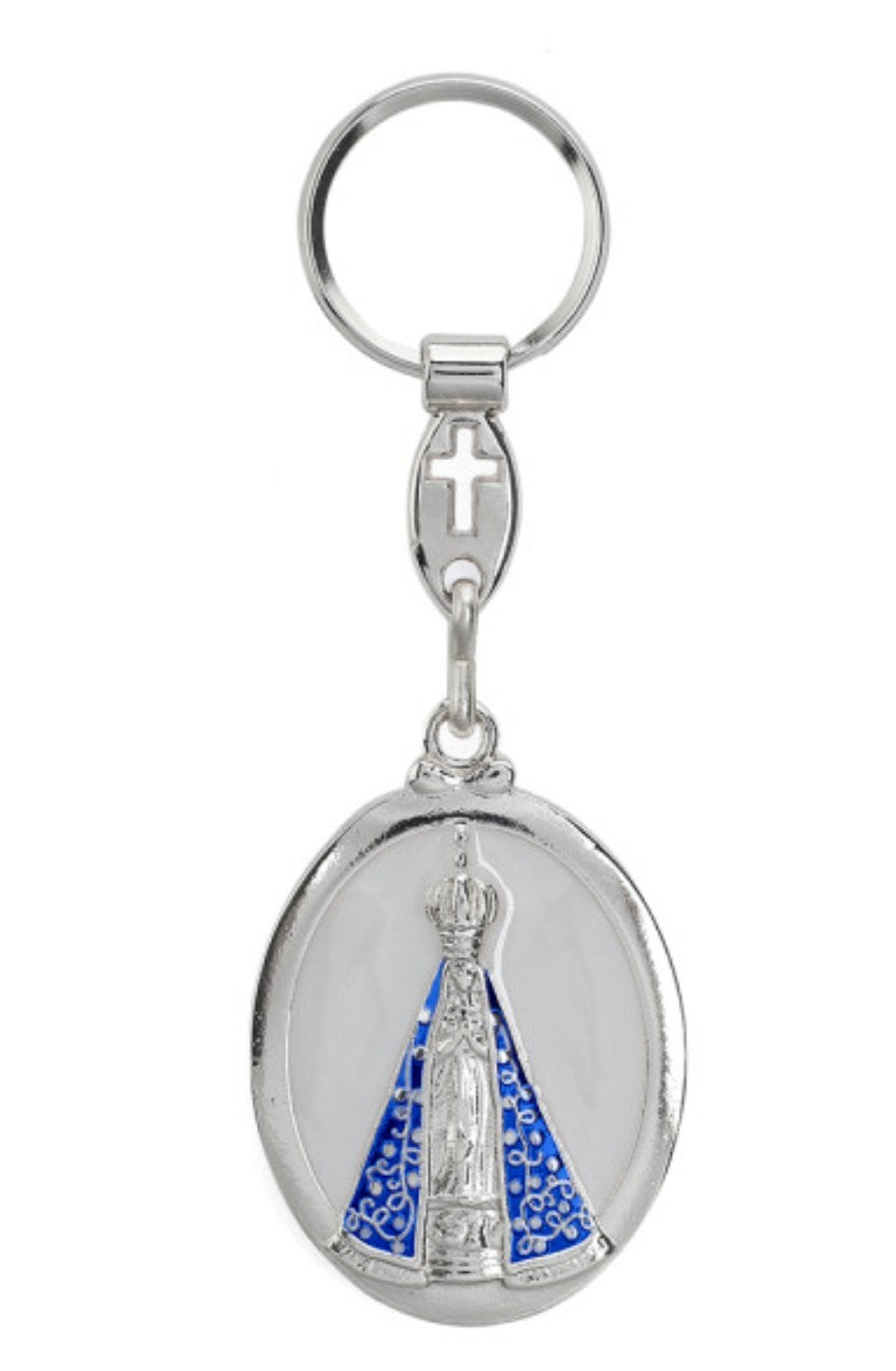 Our Lady of Aparecida Keychain in Gold with Pearl Resin