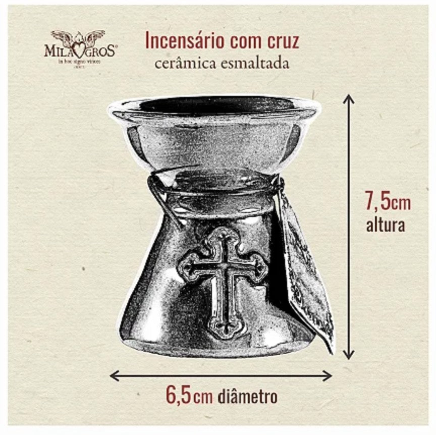 Incensário com cruz vazada - Caramelo