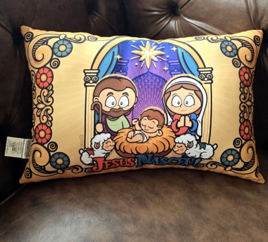 Horizontal Christmas Pillow – Jesus Was Born