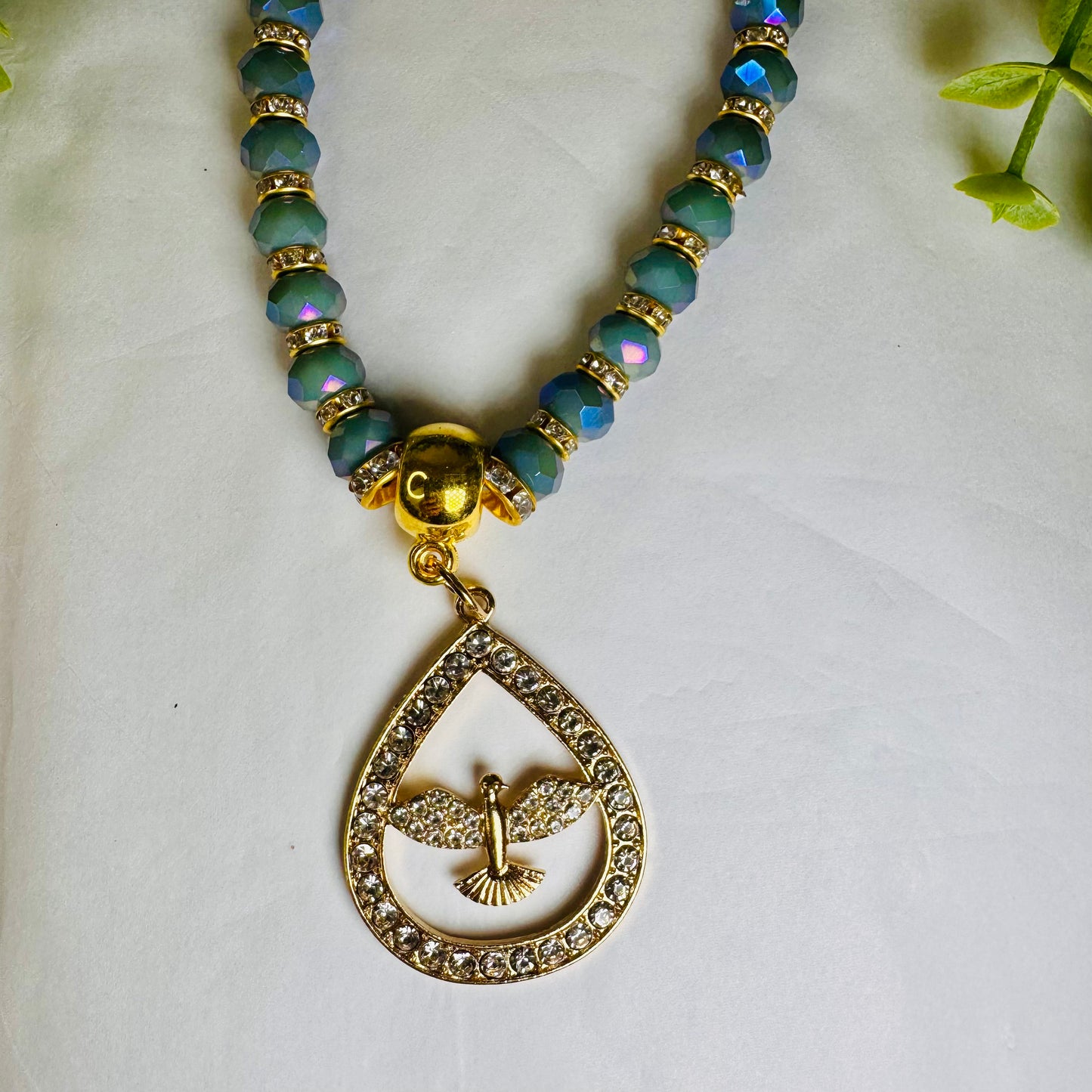 Crystal Ornament with Holy Spirit Medal