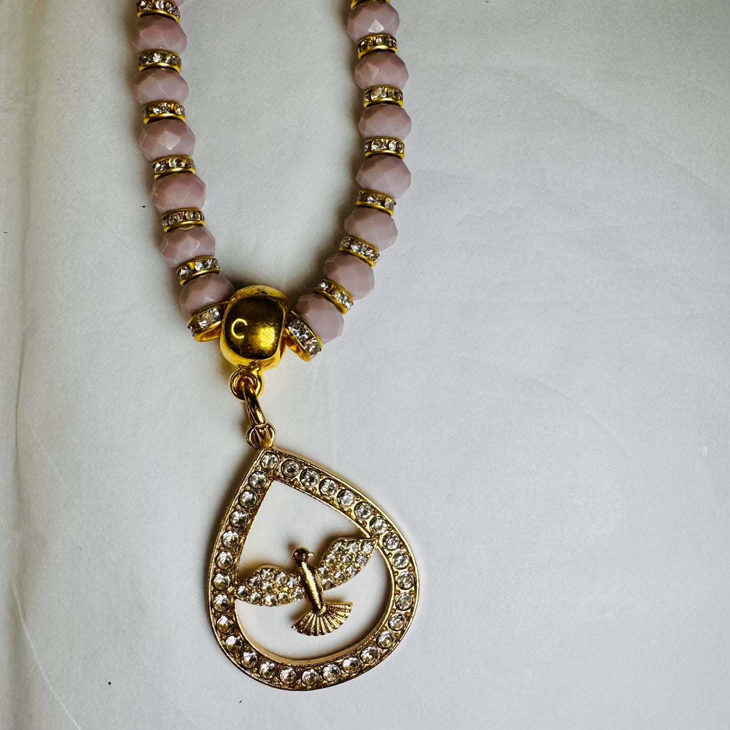 Crystal Ornament with Holy Spirit Medal