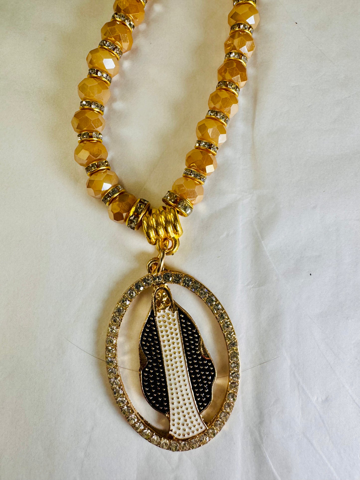 Crystal Ornament with Our Lady of Graces Medal