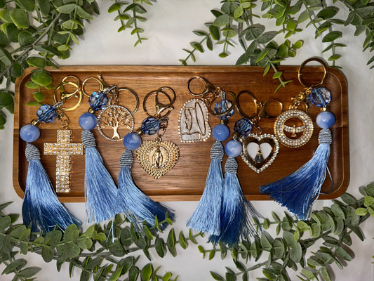 Light Blue Pompom Keychain