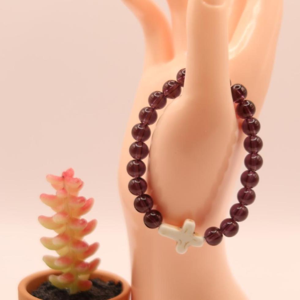 Natural Stone Crucifix Bracelet