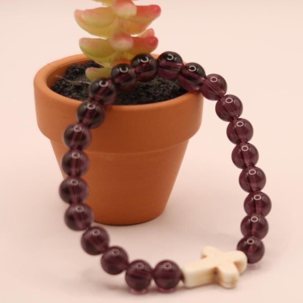 Natural Stone Crucifix Bracelet