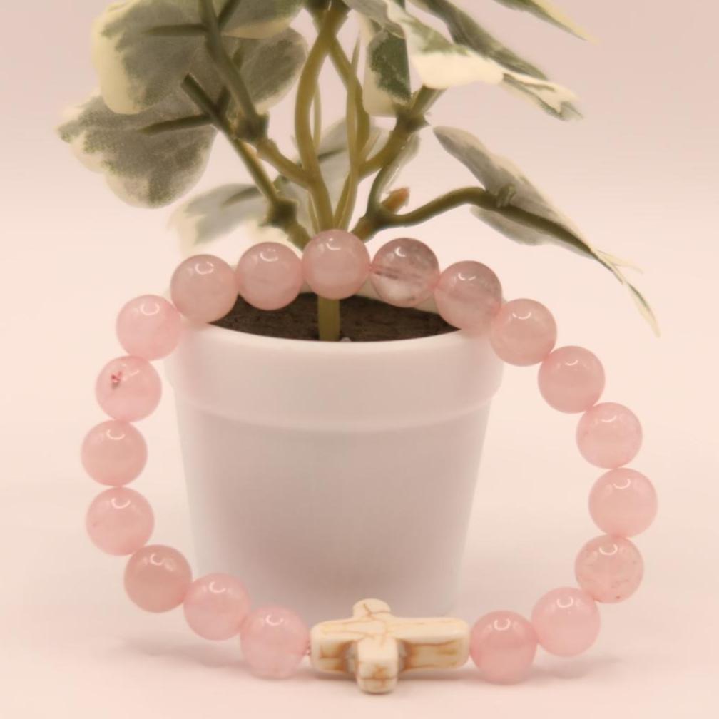 Natural Stone Crucifix Bracelet