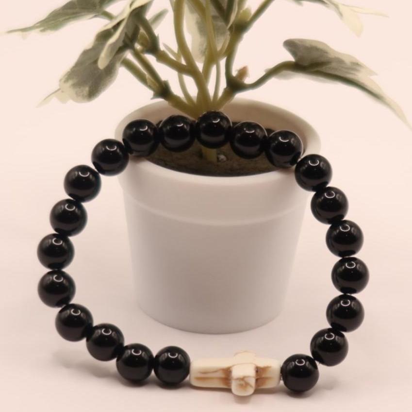 Natural Stone Crucifix Bracelet