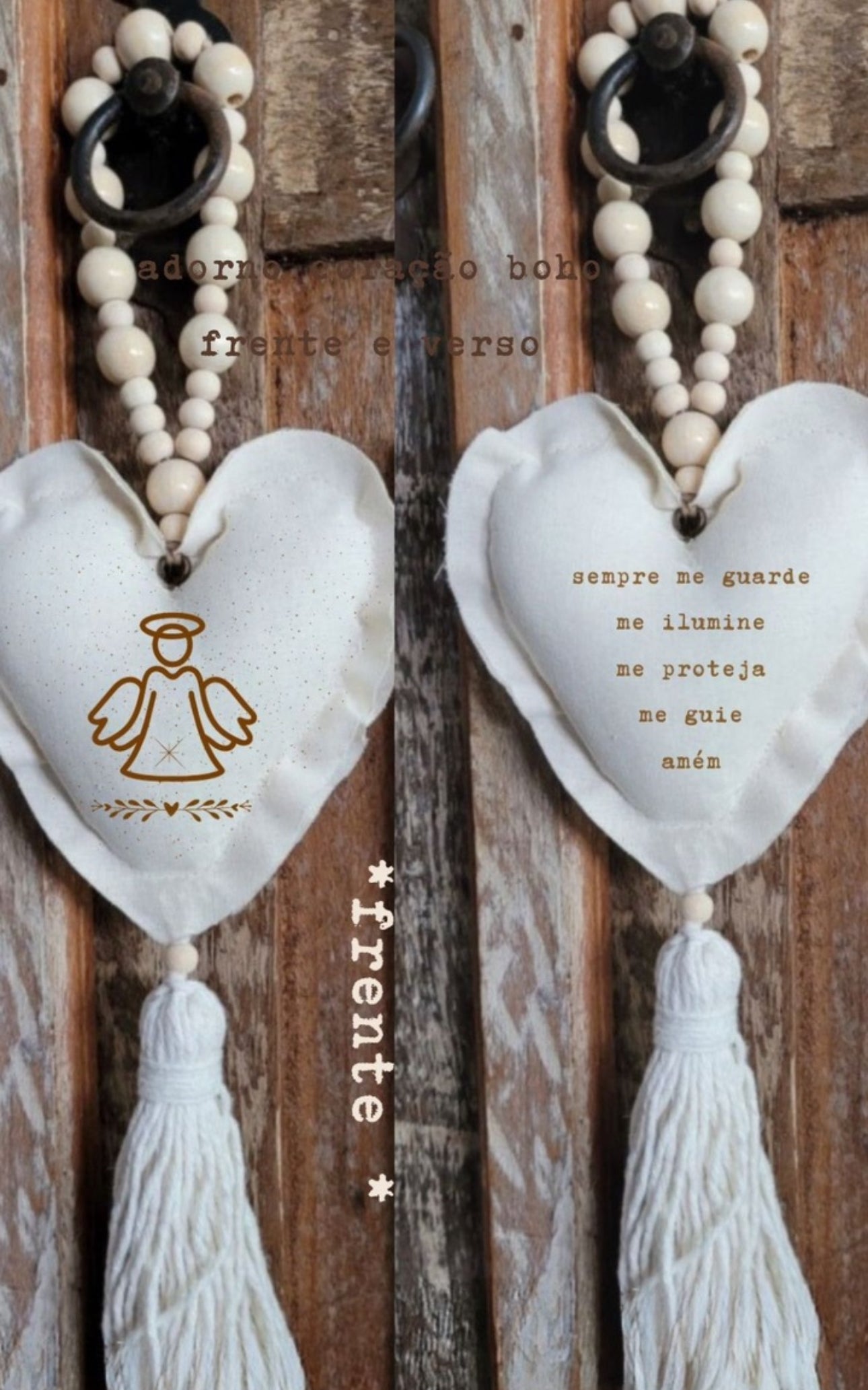 Pingente Coração Artesanal com Frases Inspiradoras
