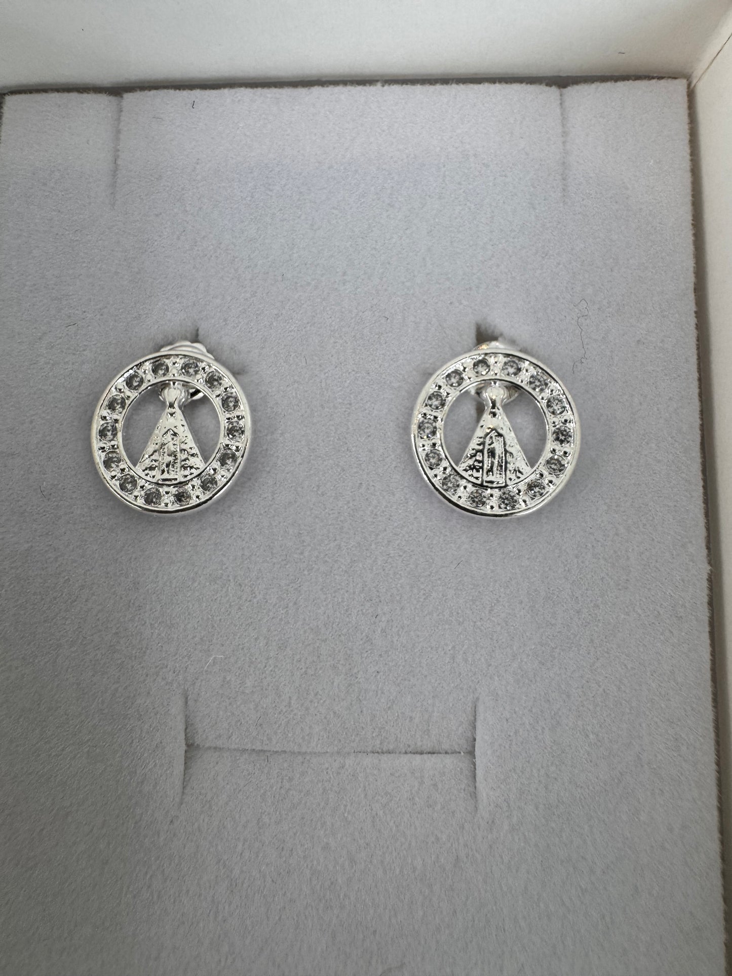 Our Lady of Aparecida Earring with Zirconias Round Hoop – Semi-Jewelry
