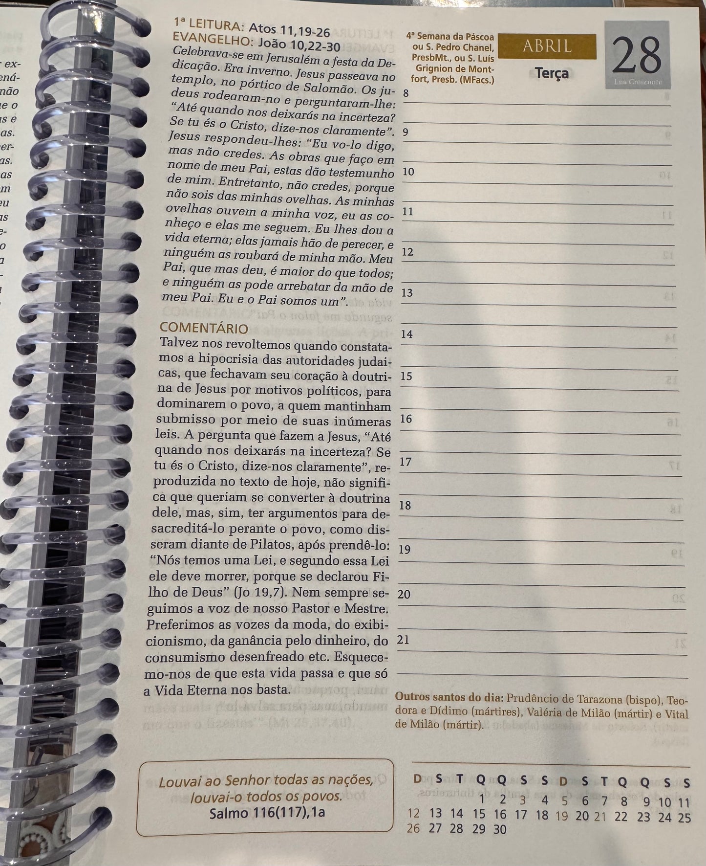 Diário Bíblico 2026 – Espiral (Capa Flexível)