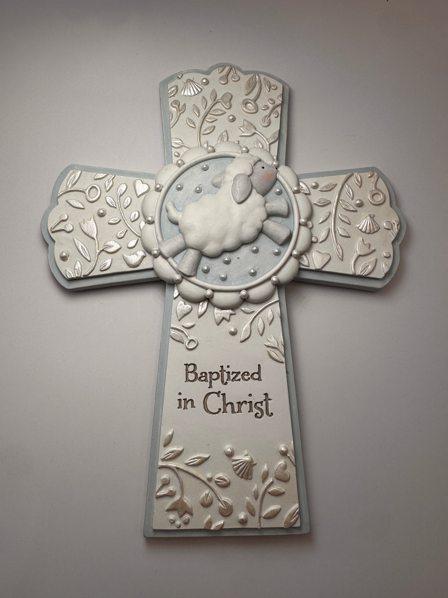 Baptism Crucifix (wall) - Blue