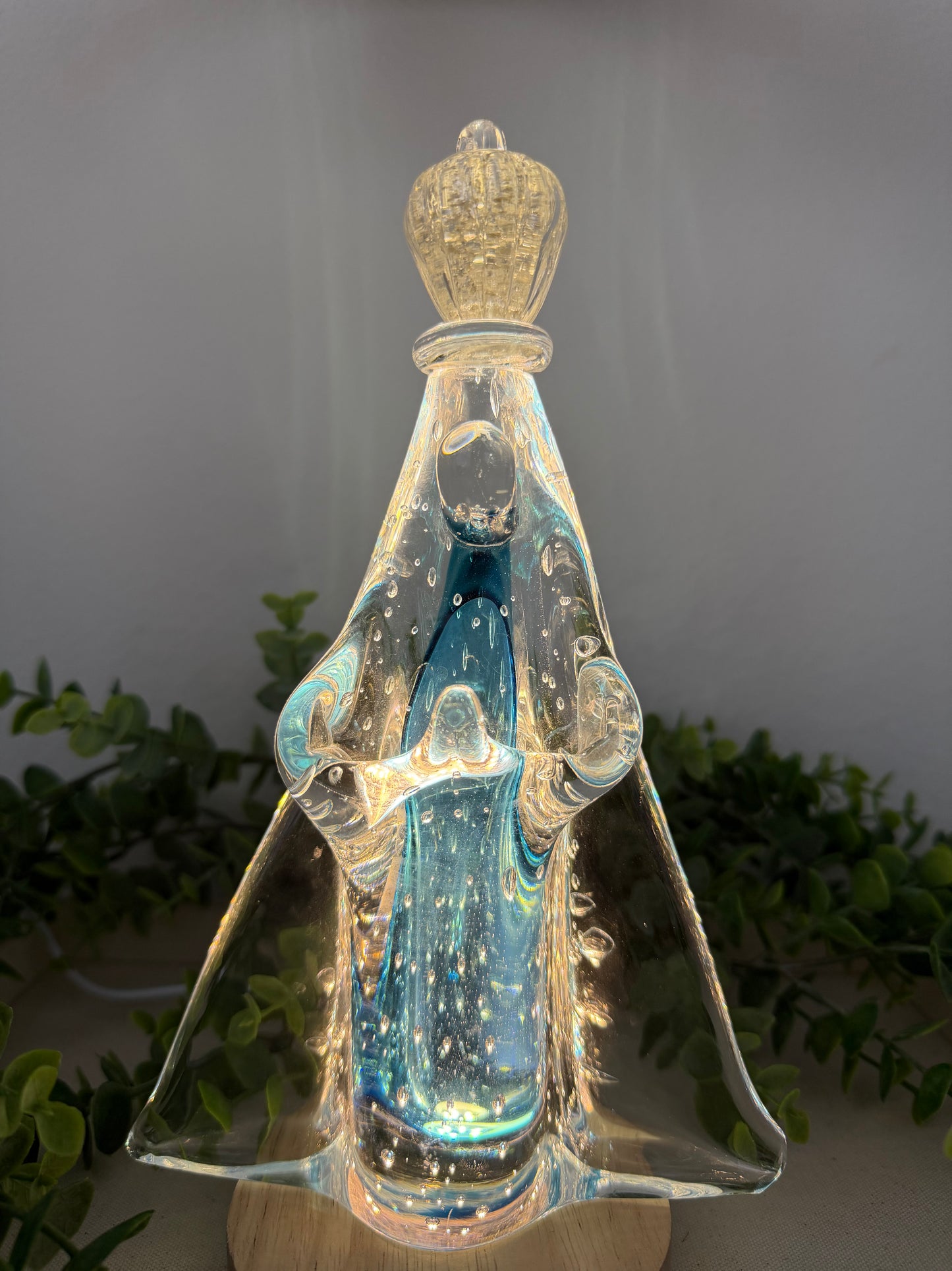 Murano Statue of Our Lady of Aparecida – 24cm (Blue with Gold)