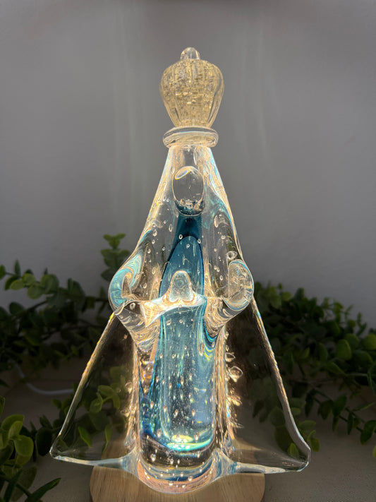Murano Statue of Our Lady of Aparecida – 24cm (Blue with Gold)
