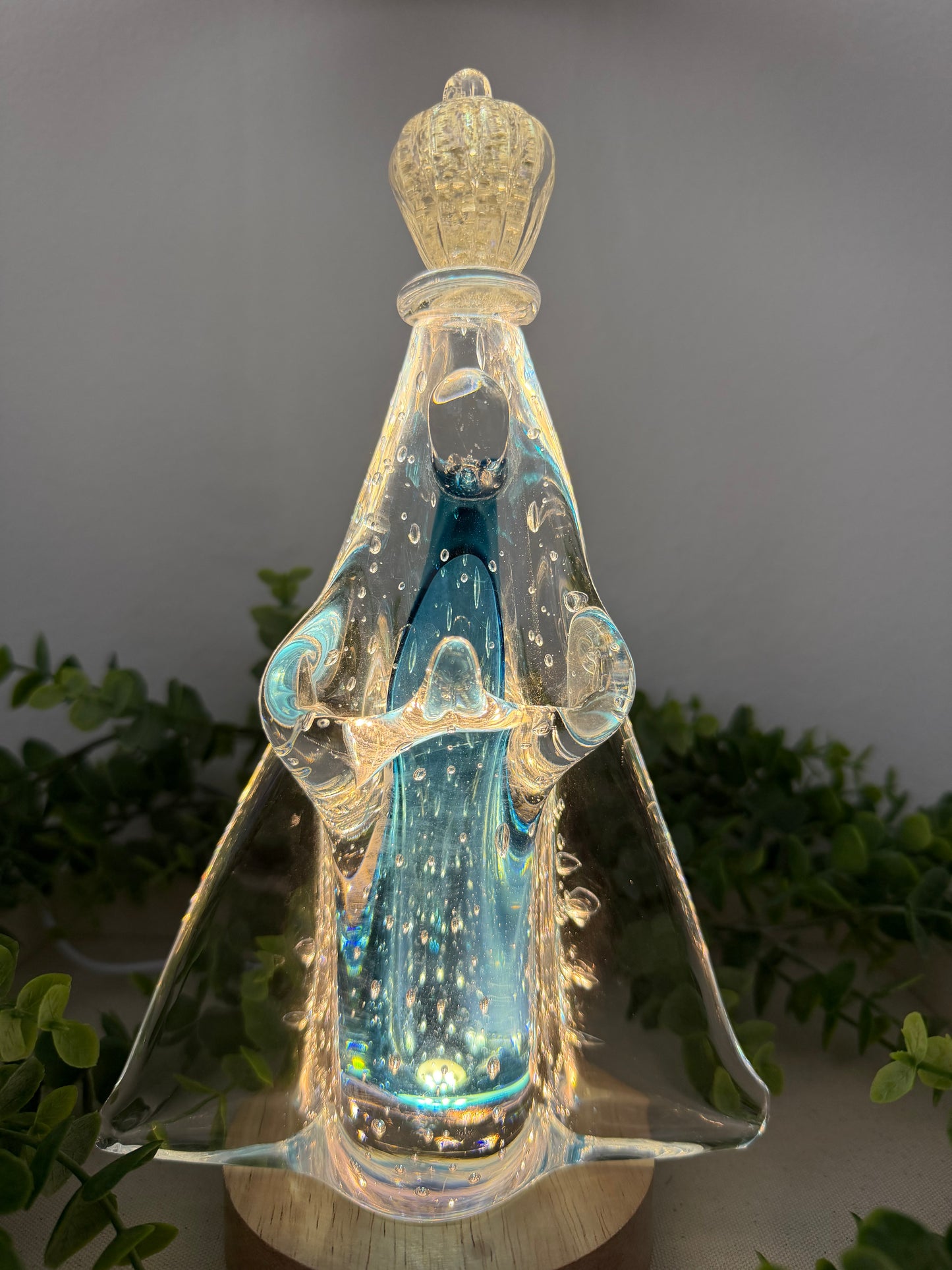 Murano Statue of Our Lady of Aparecida – 24cm (Blue with Gold)