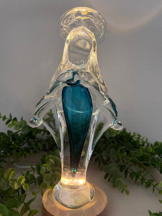 Murano Statue of Our Lady of Grace – 26cm (Blue)