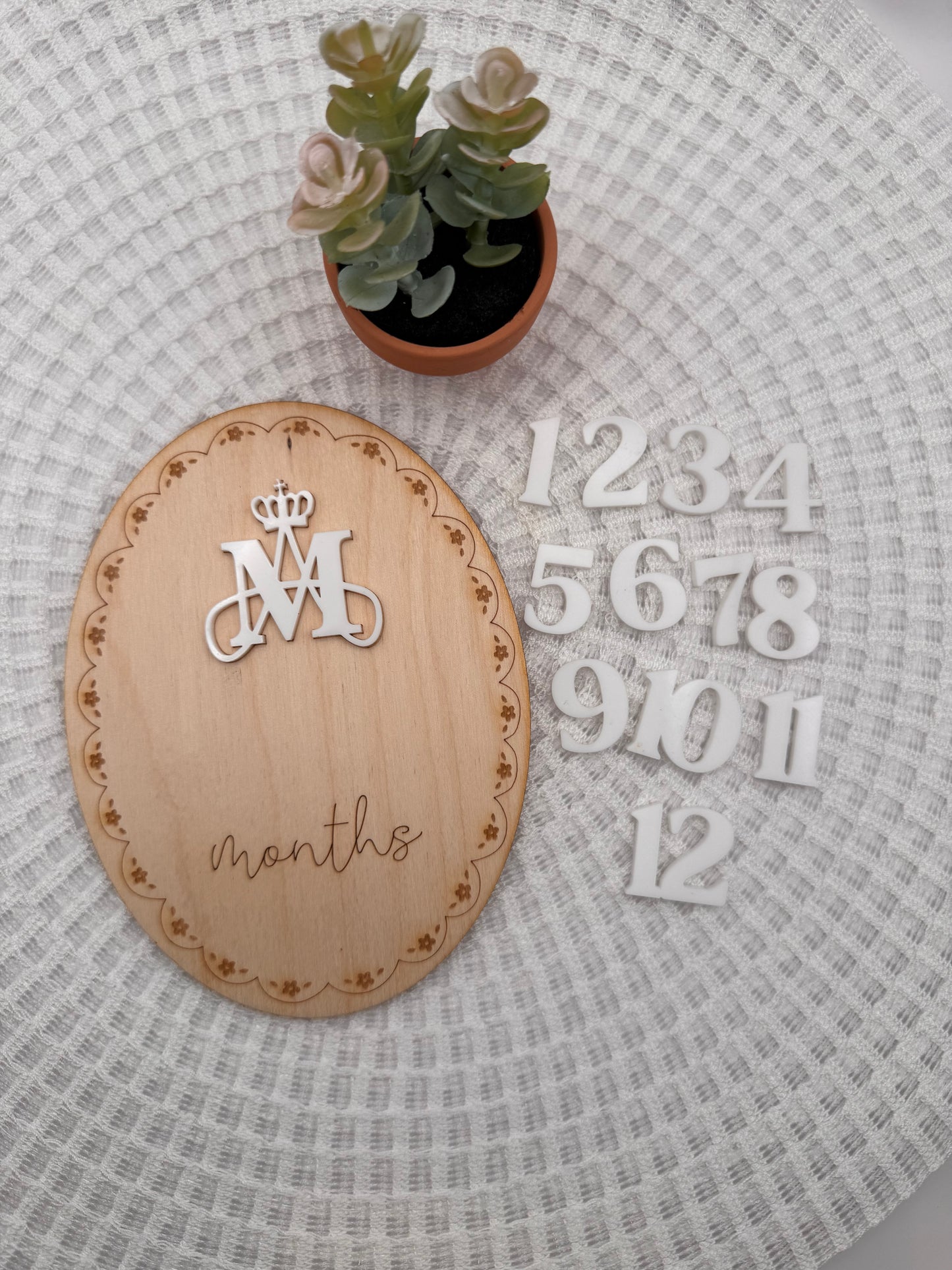 Auspice Maria Catholic Baby Monthly Milestone Card