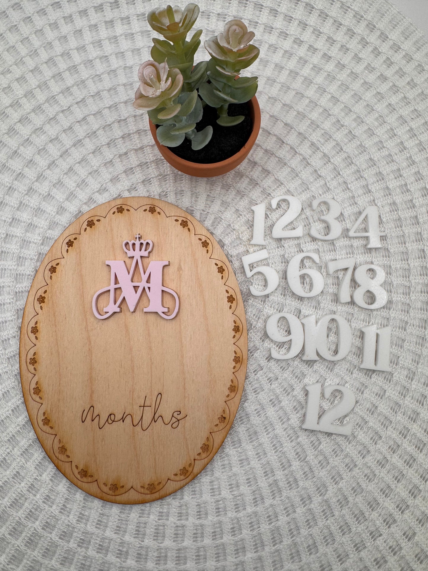 Auspice Maria Catholic Baby Monthly Milestone Card