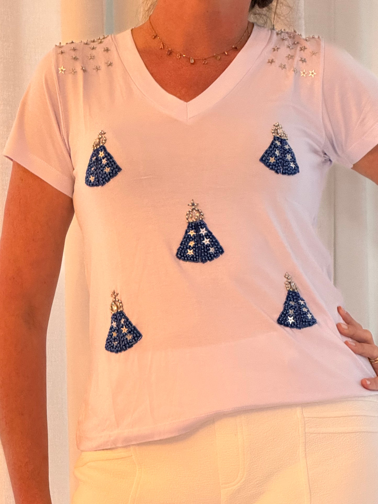 Our Lady of Aparecida Mini Hand Embroidered T-Shirt