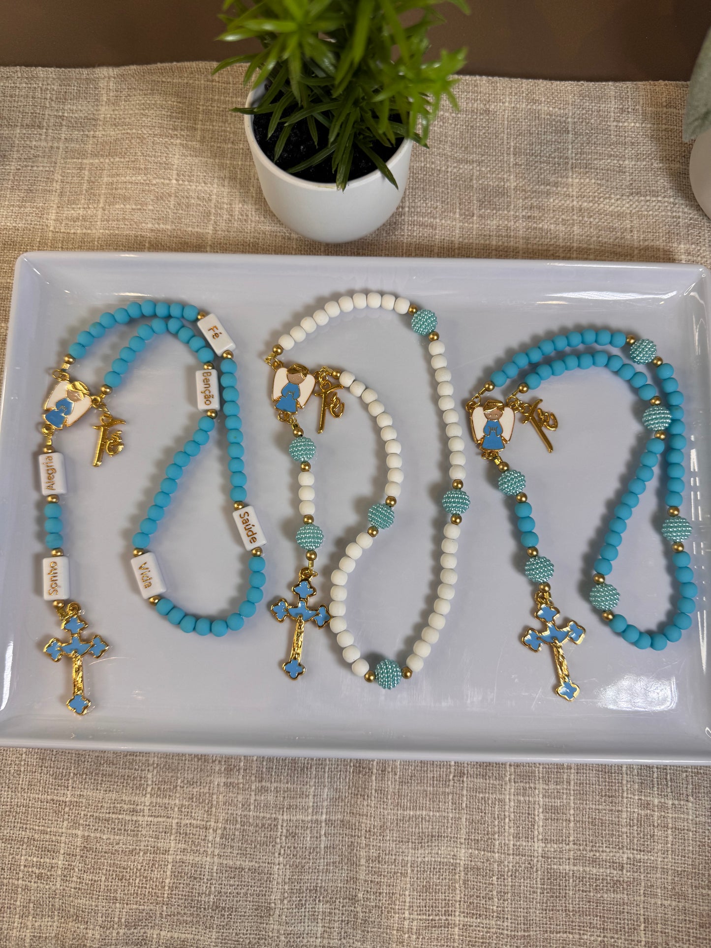 Terço Anjo da Guarda com pingente Fé