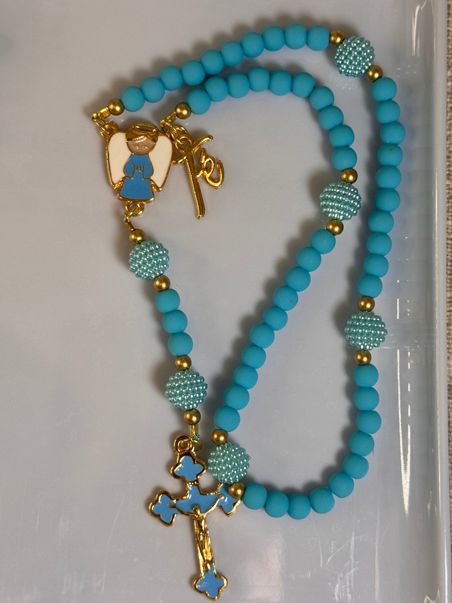 Terço Anjo da Guarda com pingente Fé