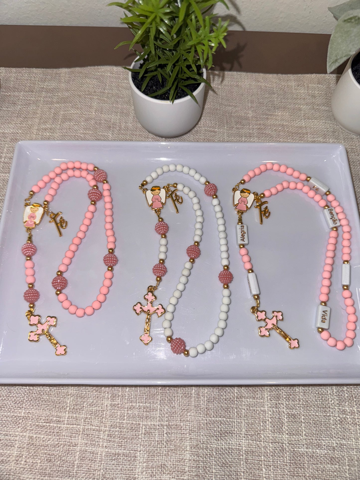 Terço Anjo da Guarda com pingente Fé