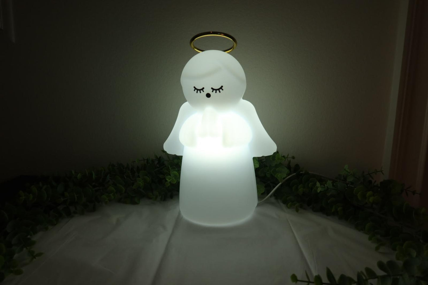 Luminária Anjo com Auréola – Azul | Branco | Rosa