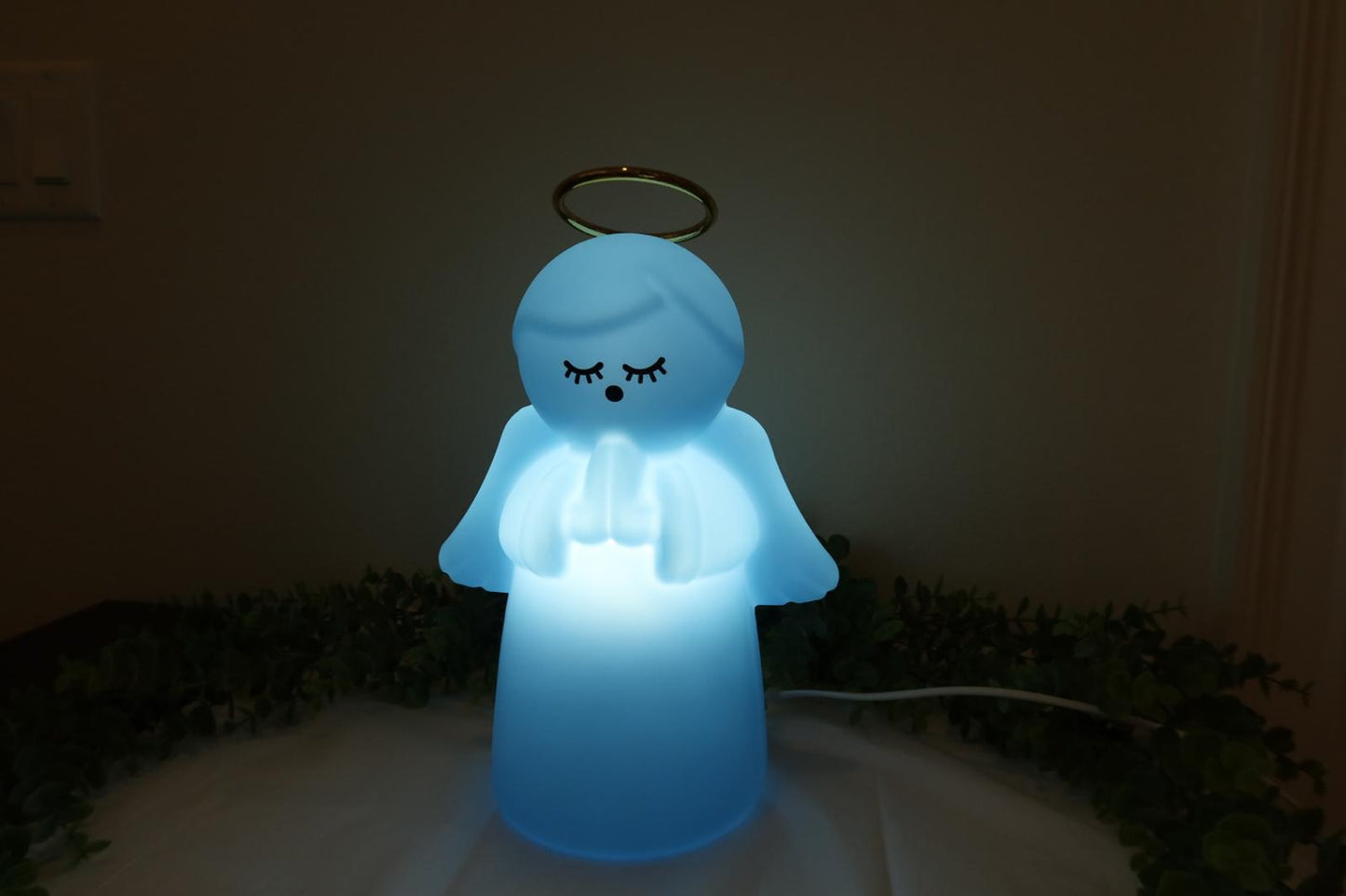 Luminária Anjo com Auréola – Azul | Branco | Rosa