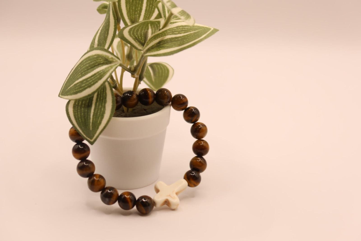 Natural Stone Crucifix Bracelet