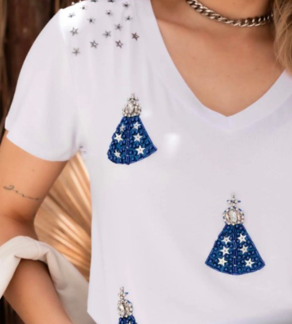 Our Lady of Aparecida Mini Hand Embroidered T-Shirt