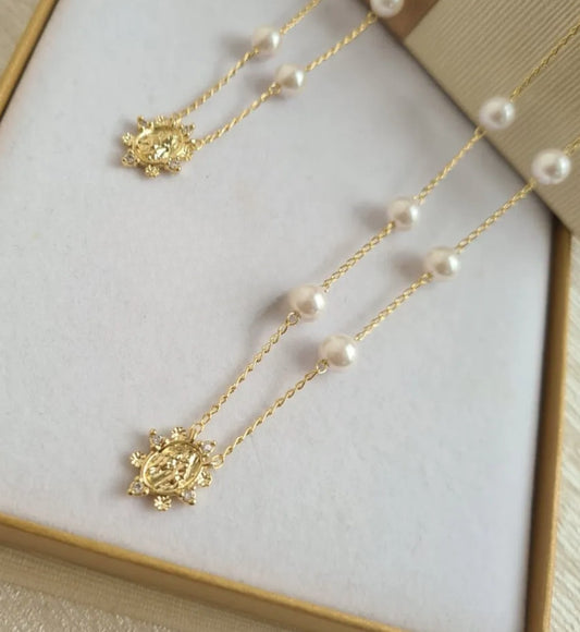 Scapular in Shell Pearls – Our Lady of Mount Carmel