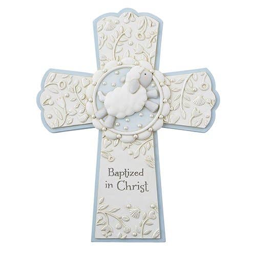 Baptism Crucifix (wall) - Blue
