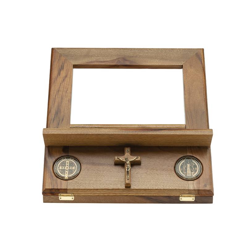 St. Benedict Wooden Bible Stand with Crucifix