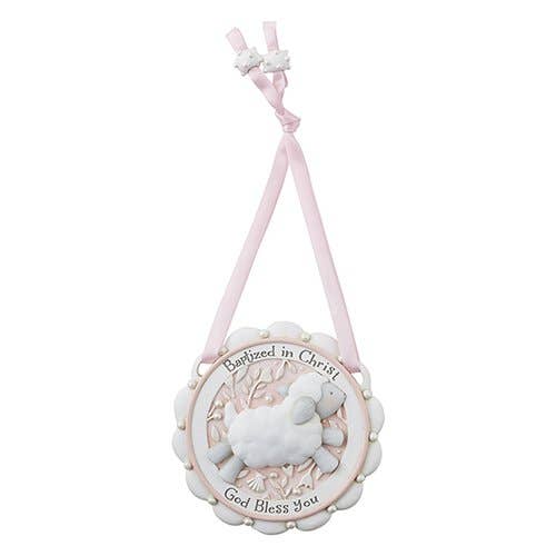 Baptism Medal for Crib - Pink