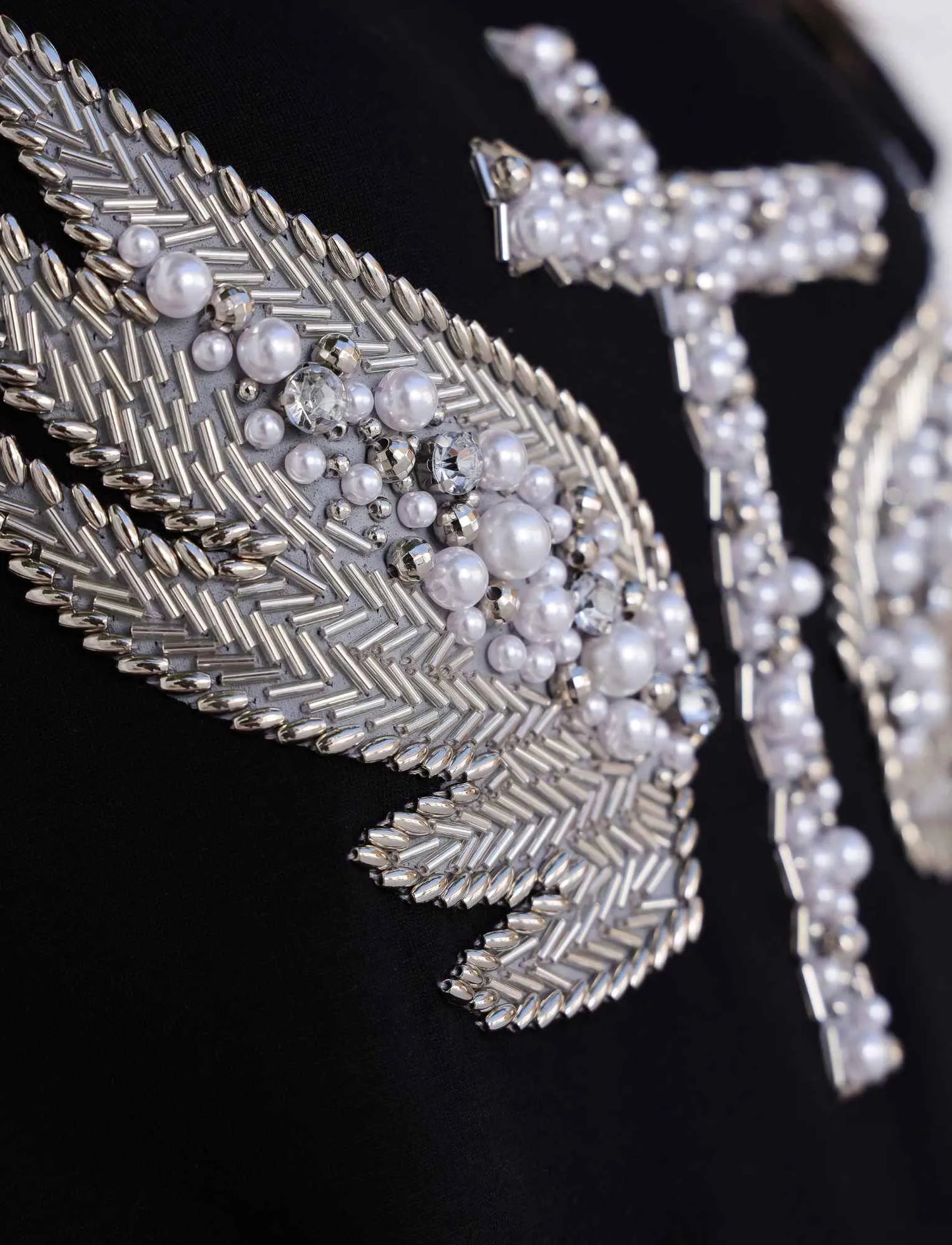 Silver Wing Cross T-shirts with Hand Embroidered Rhinestones