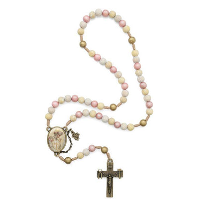 Terço Nossa Senhora de La Salette – Madeira Tons Rosé com Medalha Oval